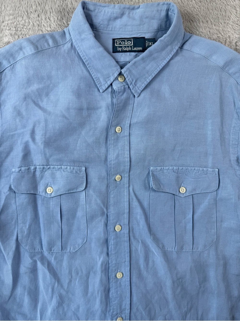 Polo Ralph Lauren Linen Silk Utility Safari Shirt XL Blue - Picture 7 of 14